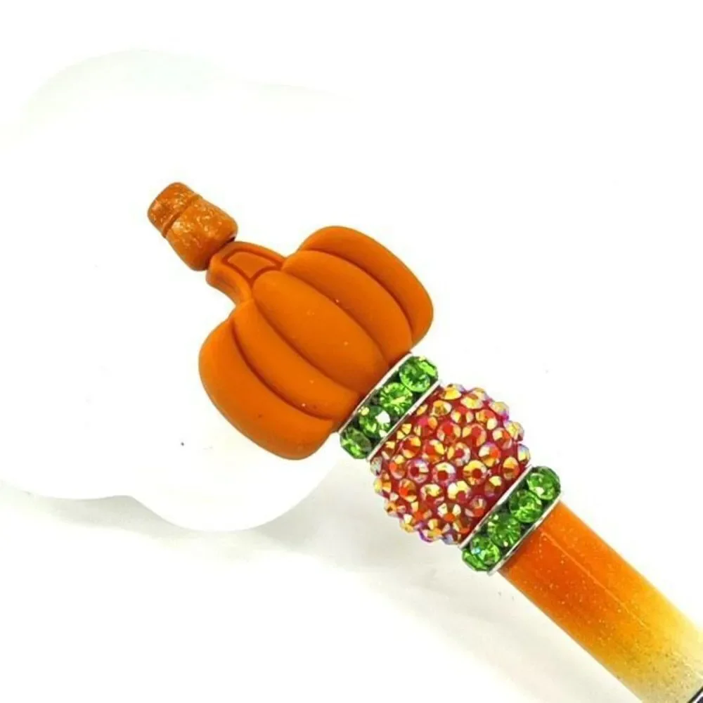 Pumpkin Halloween pen handmade NEW bling rhinestone glitter green orange white